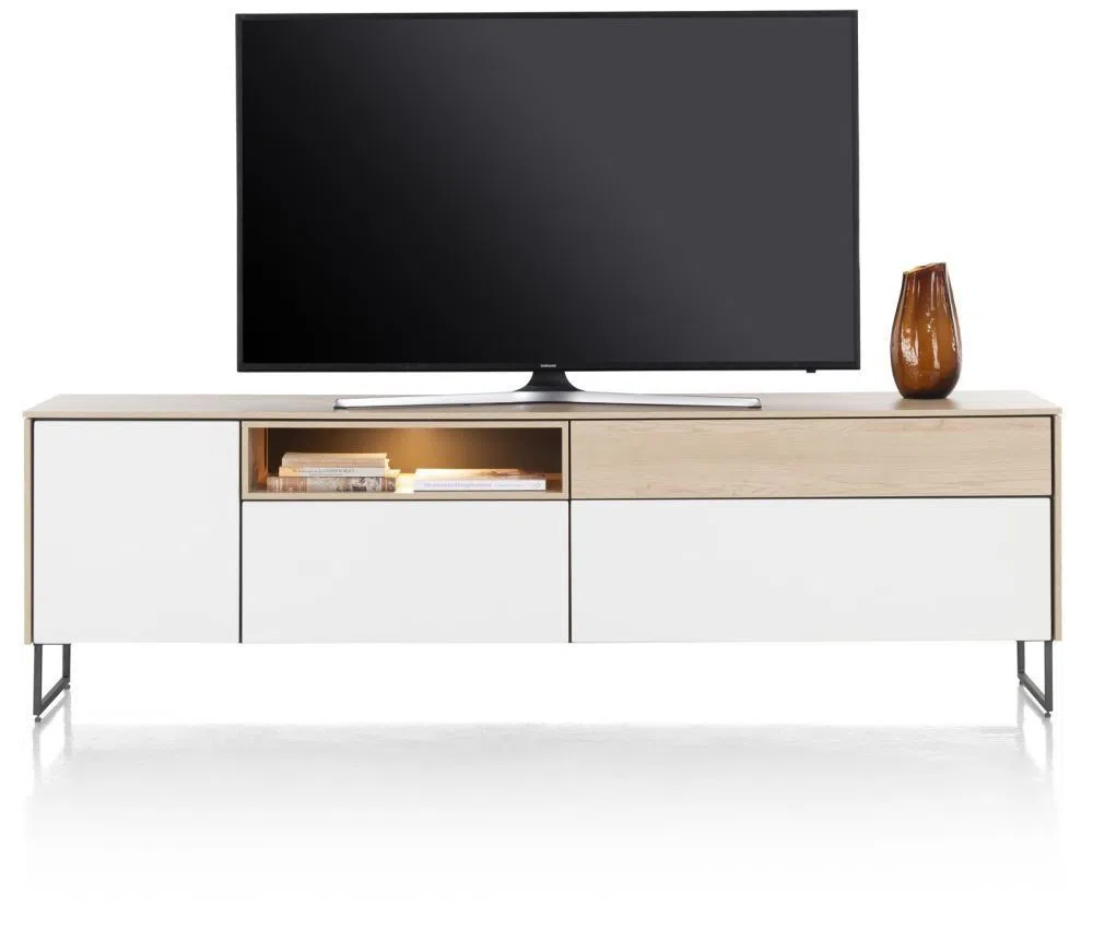 Wonen aanbieding in Idzega: Lindfield, Lowboard 200 Cm. - 1-Deur + 3-Laden + 1-Niche (+ LED), 