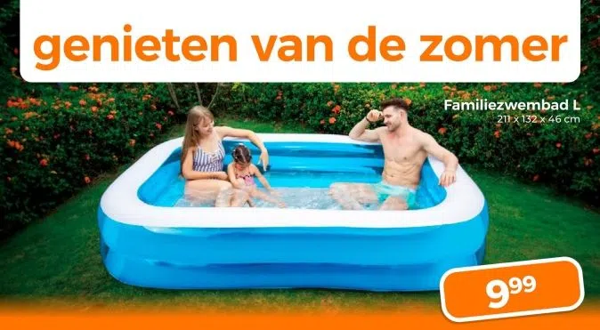 Drogisterij aanbieding in Stadsveld-Zuid: Familiezwembad L 211x132 x 46 cm, 