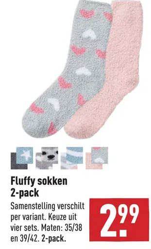 Fluffy sokken 2-pack