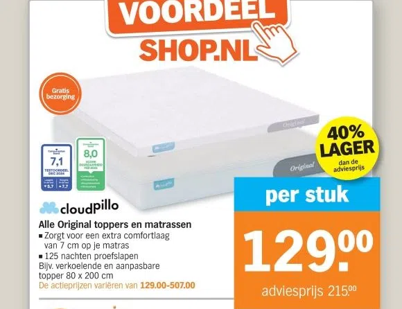 Supermarkt aanbieding in Bodegraven-Reeuwijk: cloudpillo Alle Original toppers en matrassen, 