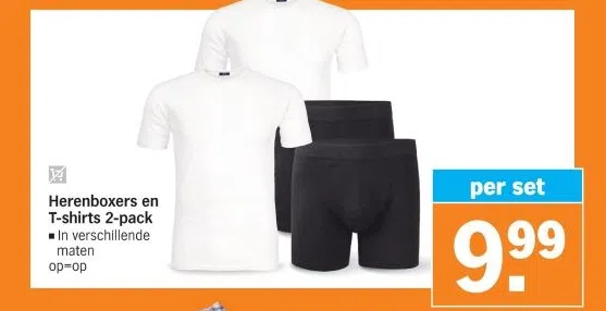 Supermarkt aanbieding in Osseveld-Oost: Herenboxers en T-shirts 2-pack, 