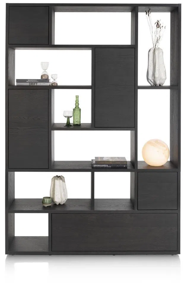 Wonen aanbieding in Workum: Lugana, Roomdivider 150 Cm - 4-Deuren + 1-Lade + 8-Niches - Onyx, 