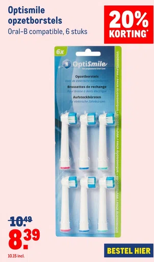 Optismile opzetborstels Oral-B compatible, 6 stuks