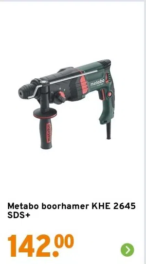 Bouwmarkt aanbieding in Stompetoren: Metabo boorhamer KHE 2645 SDS+, 