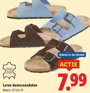 Supermarkt aanbieding in Haarrijn: Leren damessandalen, 