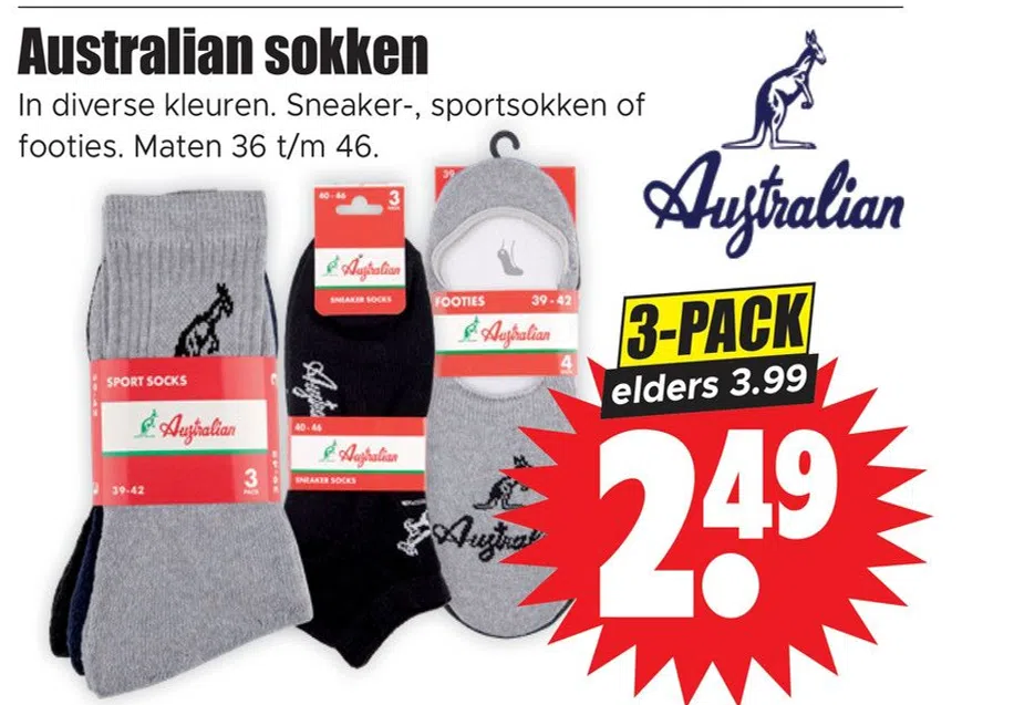Geboorteplaats Feest vaak Supermarkt aanbieding in Schieweg: Australian sokken, - Oozo.nl