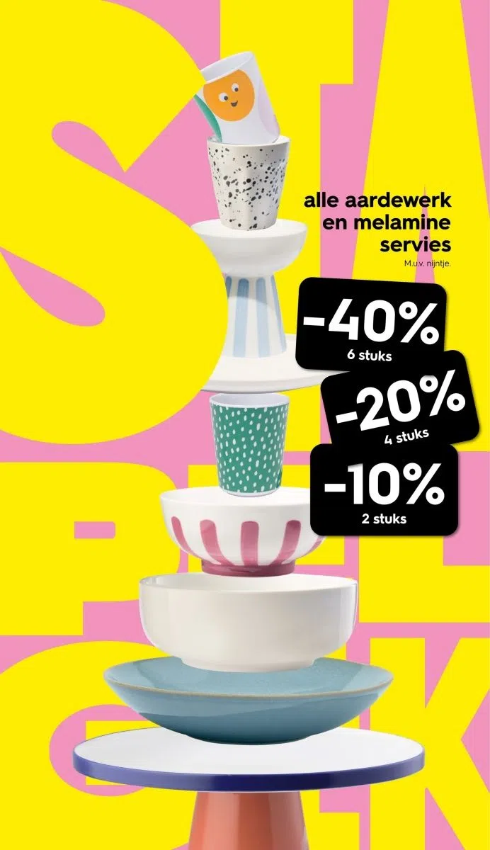 Warenhuis aanbieding in Bedrijventerrein Nieuwenweg: alle aardewerk en melamine servies, 