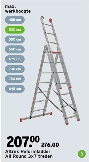 Bouwmarkt aanbieding in Vroonermeer-Zuid: Altrex Reformladder All Round 3x7 treden, 