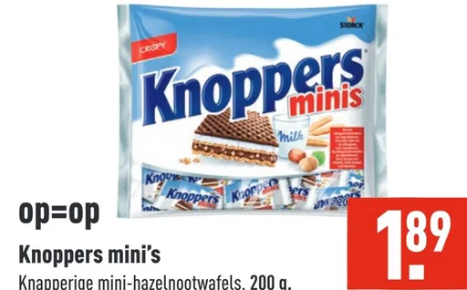 Knoppers mini's Knapperige mini-hazelnootwafels.