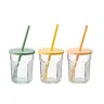 HAMMER Glas met rietje 3 kleuren oranje, geel, groen H 10.5 cm; Ø 8.5 cm