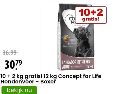 10 + 2 kg gratis! 12 kg Concept for Life Hondenvoer - Boxer