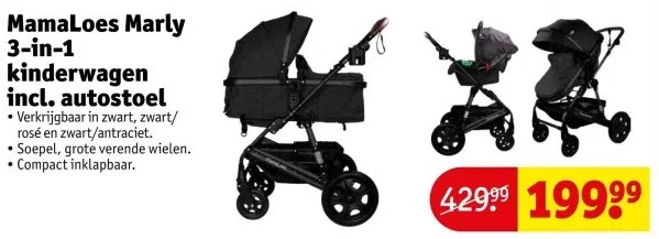 Drogisterij aanbieding in Verspreide huizen: MamaLoes Marly 3-in-1 kinderwagen incl. autostoel, 