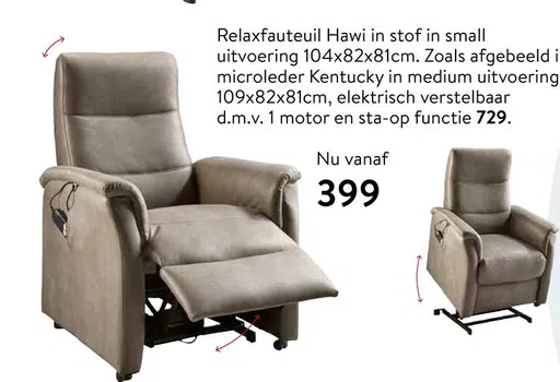 Relaxfauteuil Hawi in stof in small 10. 01