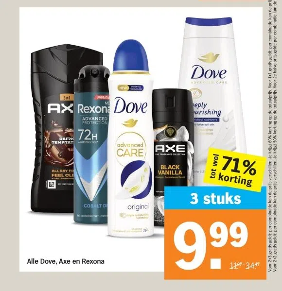 Supermarkt aanbieding in Bodegraven-Reeuwijk: Alle Dove, Axe en Rexona, 