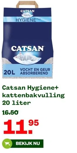 Tuin & Dier aanbieding in Ouddorp centrum: Catsan Hygiene+ kattenbakvulling 20 liter, 
